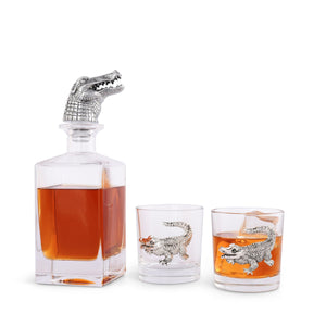 Arthur Court Alligator Alligator Decanter Set with Glasses