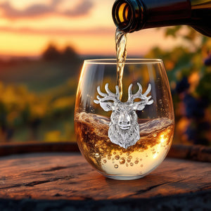 Arthur Court Antler Elk Head Stemless Wine Glasses - Set of 4