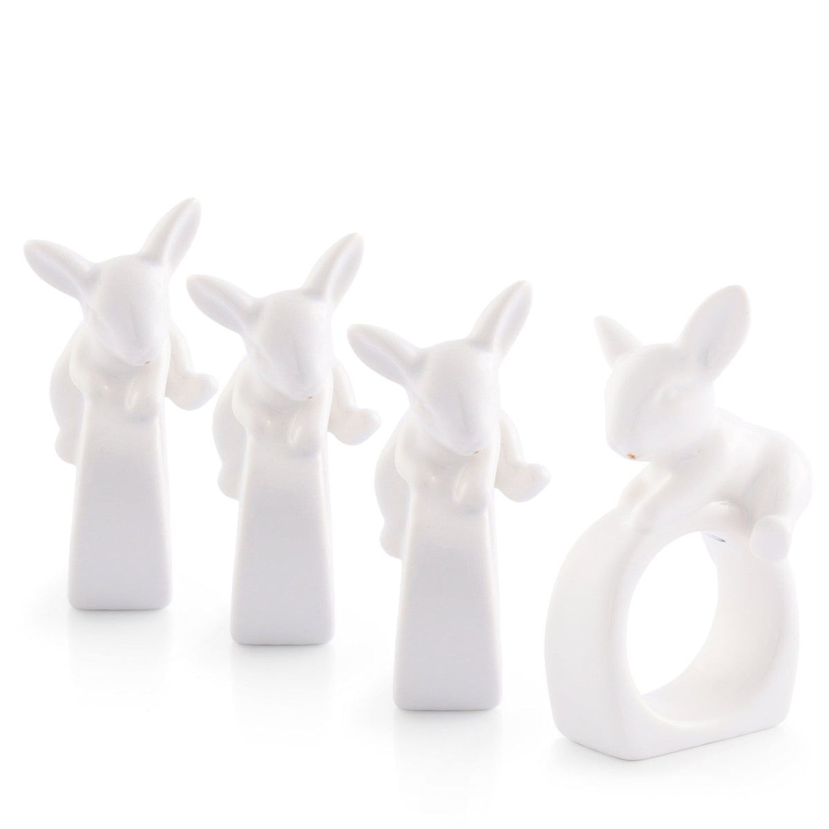 Ceramic♥️White♥️Easter Bunny outlet Napkin Rings♥️Set of 8