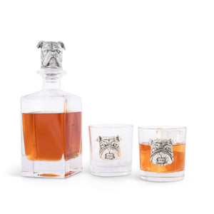 Arthur Court Classic / Engravable Bulldog Decanter Set with Glasses