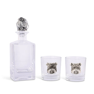 Arthur Court Classic / Engravable Bulldog Decanter Set with Glasses