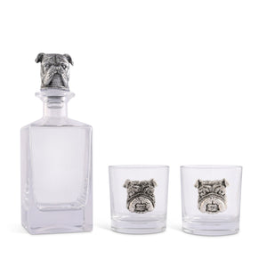 Arthur Court Classic / Engravable Bulldog Decanter Set with Glasses