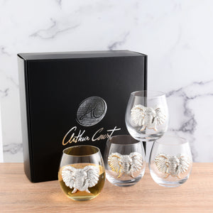 Arthur Court Elephant Elephant Stemless Wine Glasses - Set of 4