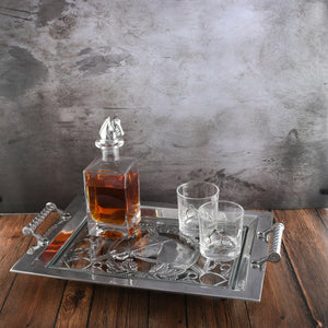 Arthur Court Equestrian Equestrian Horse Glass Top Serving Tray