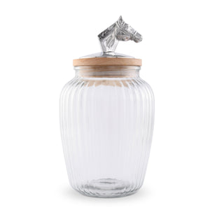 Arthur Court Equestrian Large  60 oz Horse Head Knob Glass Canisters