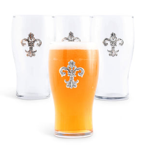 Arthur Court Fleur De Lis Fleur de Lis Beer Pint Glasses - Set of 4