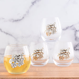 Arthur Court Grape Grape Stemless Wine Glasses - Set of 4