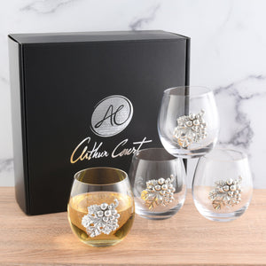 Arthur Court Grape Grape Stemless Wine Glasses - Set of 4