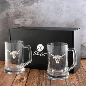 Arthur Court Western Frontier Longhorn Beer Mugs - Set of 2