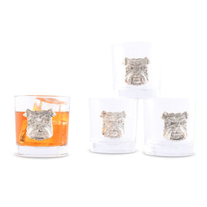 Arthur Court Wood Bowls / Boards Bulldog Bar Glasses Set of 4