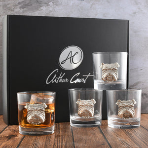 Arthur Court Wood Bowls / Boards Bulldog Bar Glasses Set of 4