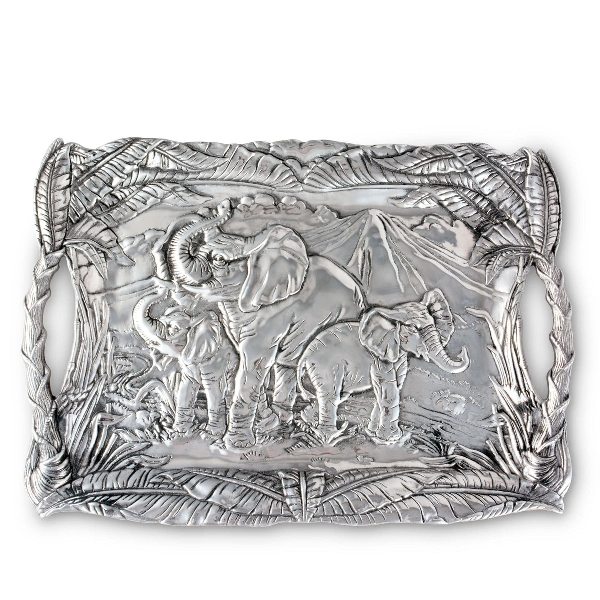 Arthur Court African Safari 12x12 Square Elephant Platter Tray 1993 store aluminum