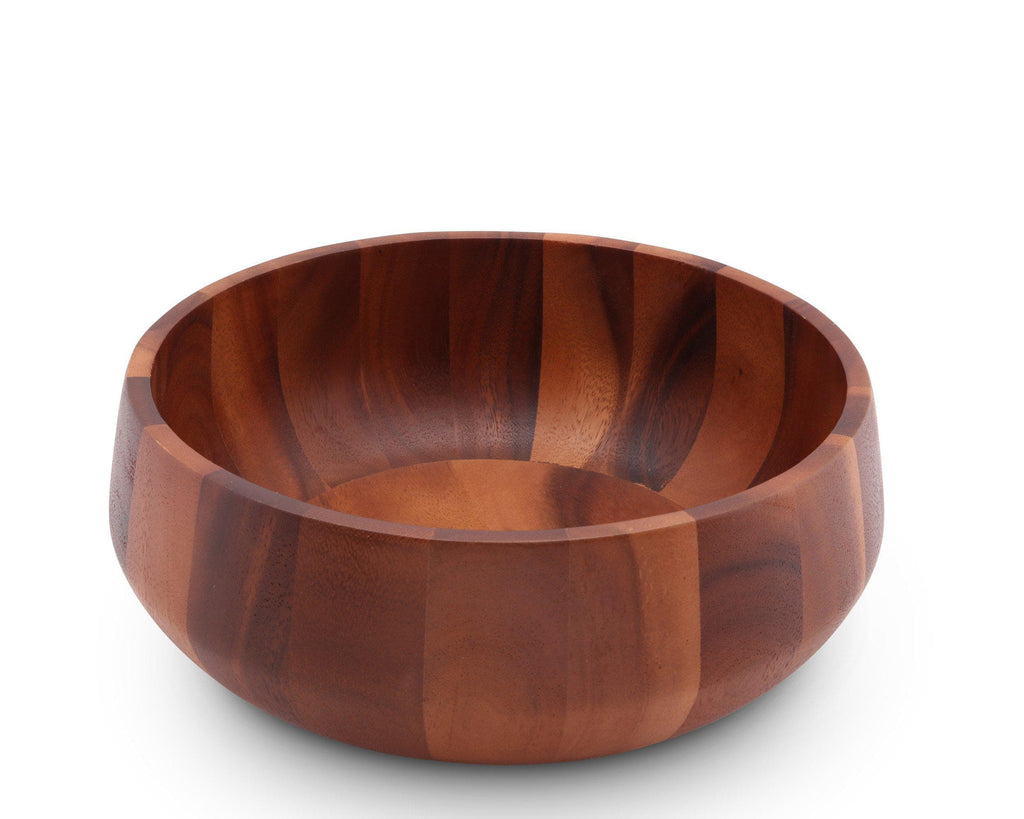 Modern Round Acacia Wood Salad Bowl Large