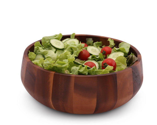 Modern Round Acacia Wood Salad Bowl Large